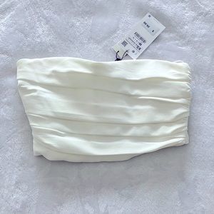 Zara white crepe strapless crop top